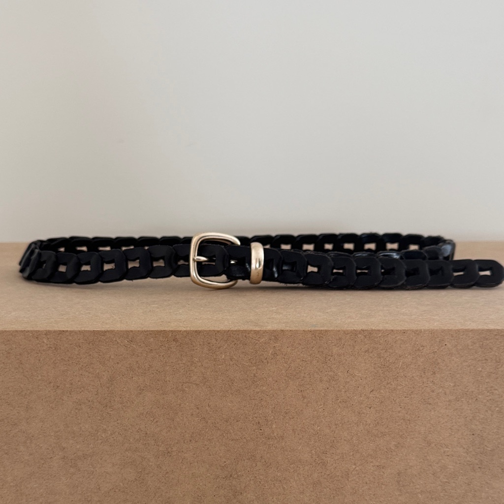 Fossil Black Braided Belt With Gold Solid Brass Buckle